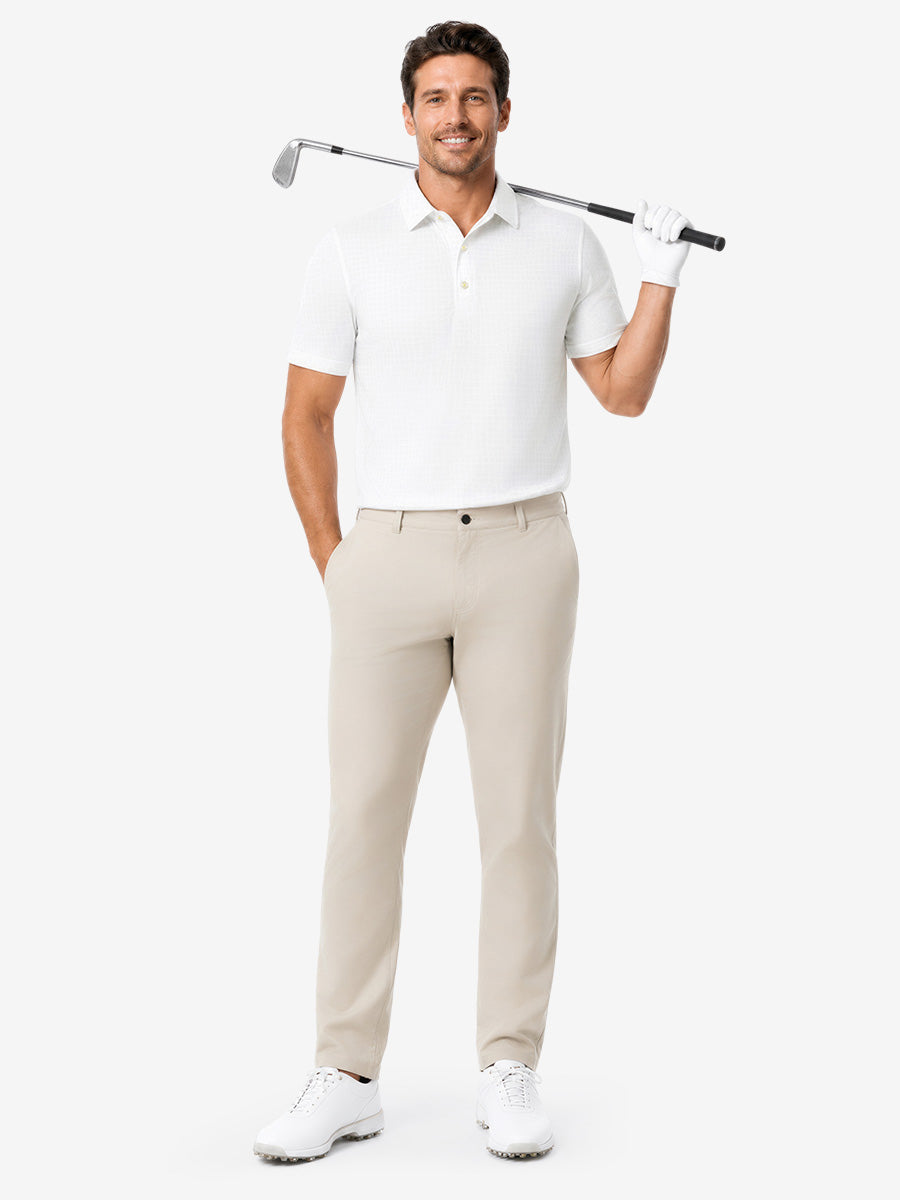 Nylon Blend Casual Jacquard Polo Shirts