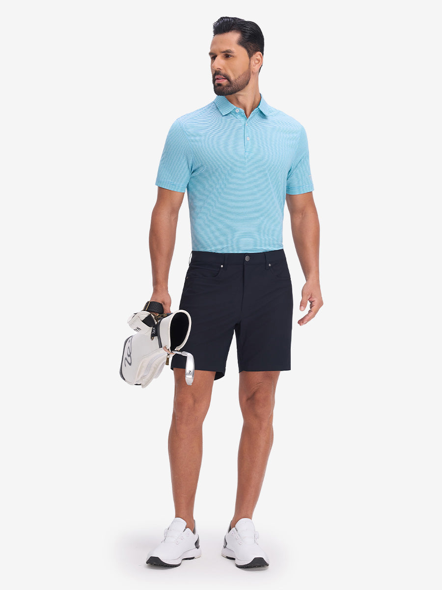 Comfy Breathable Pin-Stripe Texture Golf Polos