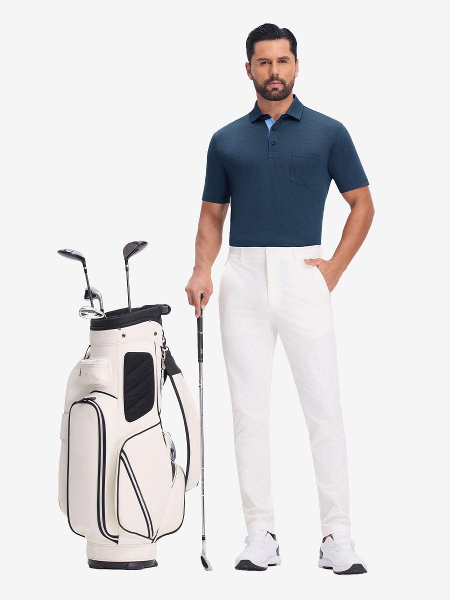 Performance Heather Contrast Collar Polo Shirts