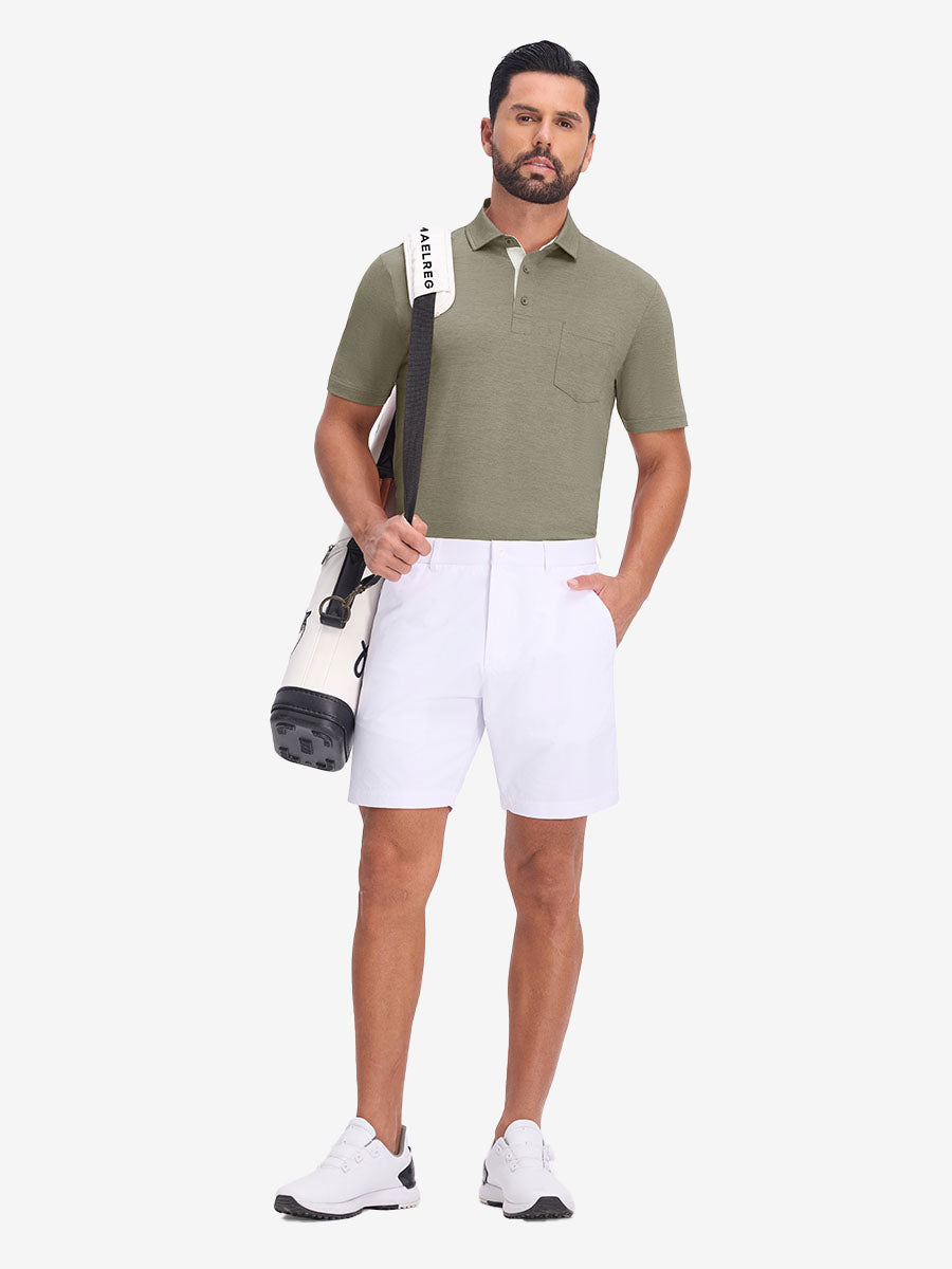 Performance Heather Contrast Collar Polo Shirts
