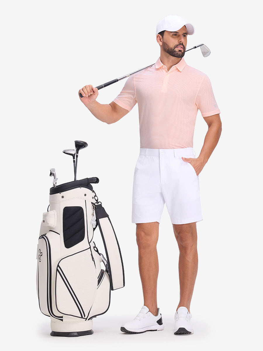 Comfy Breathable Pin-Stripe Texture Golf Polos