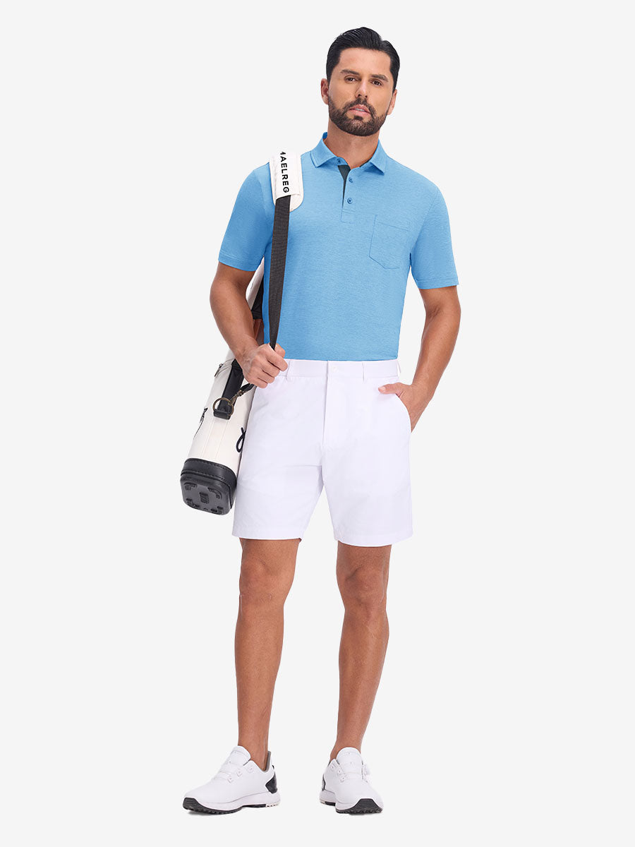 Performance Heather Contrast Collar Polo Shirts