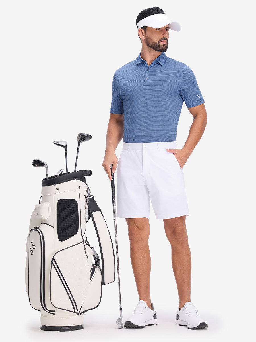 Comfy Breathable Pin-Stripe Texture Golf Polos