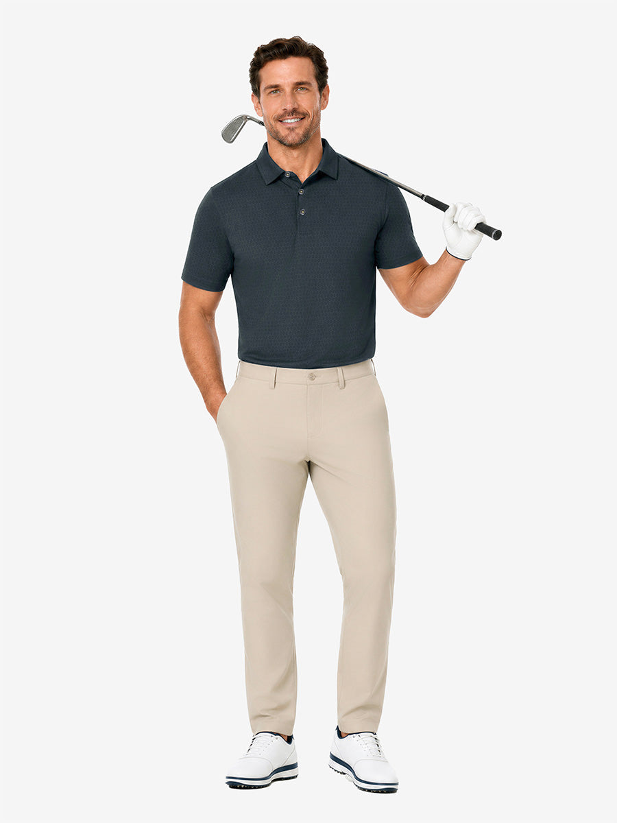 Nylon Blend Casual Jacquard Polo Shirts