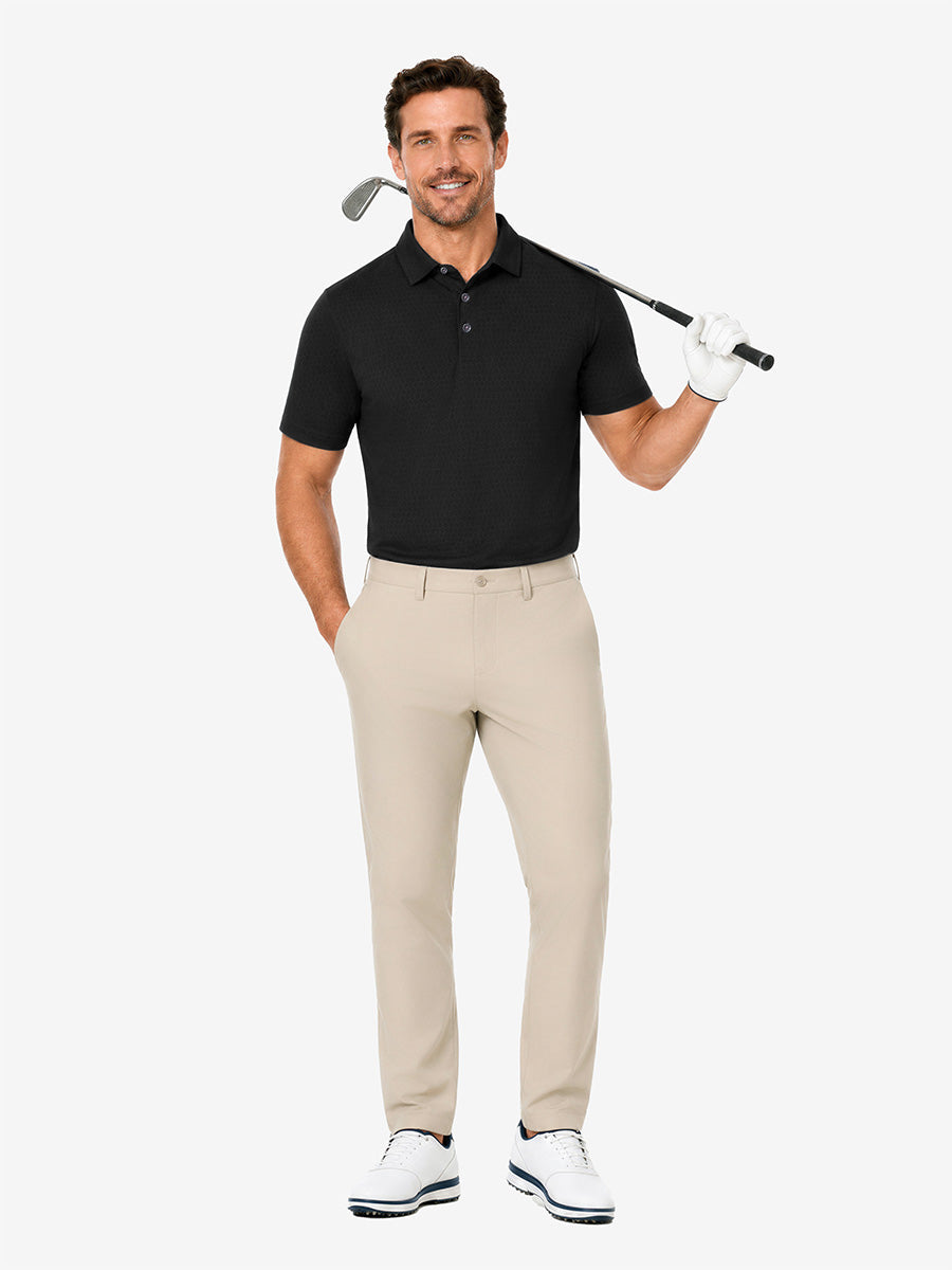 Nylon Blend Casual Jacquard Polo Shirts