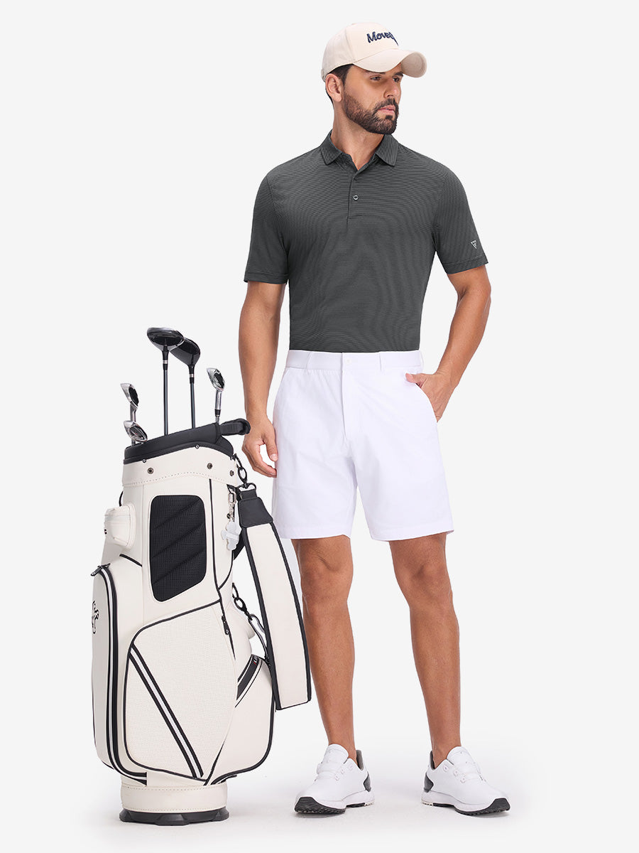 Comfy Breathable Pin-Stripe Texture Golf Polos