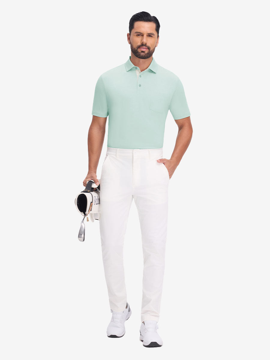 Performance Heather Contrast Collar Polo Shirts