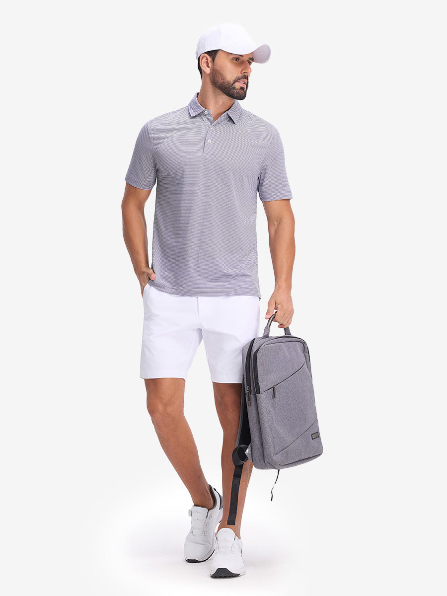 Comfy Breathable Pin-Stripe Texture Golf Polos
