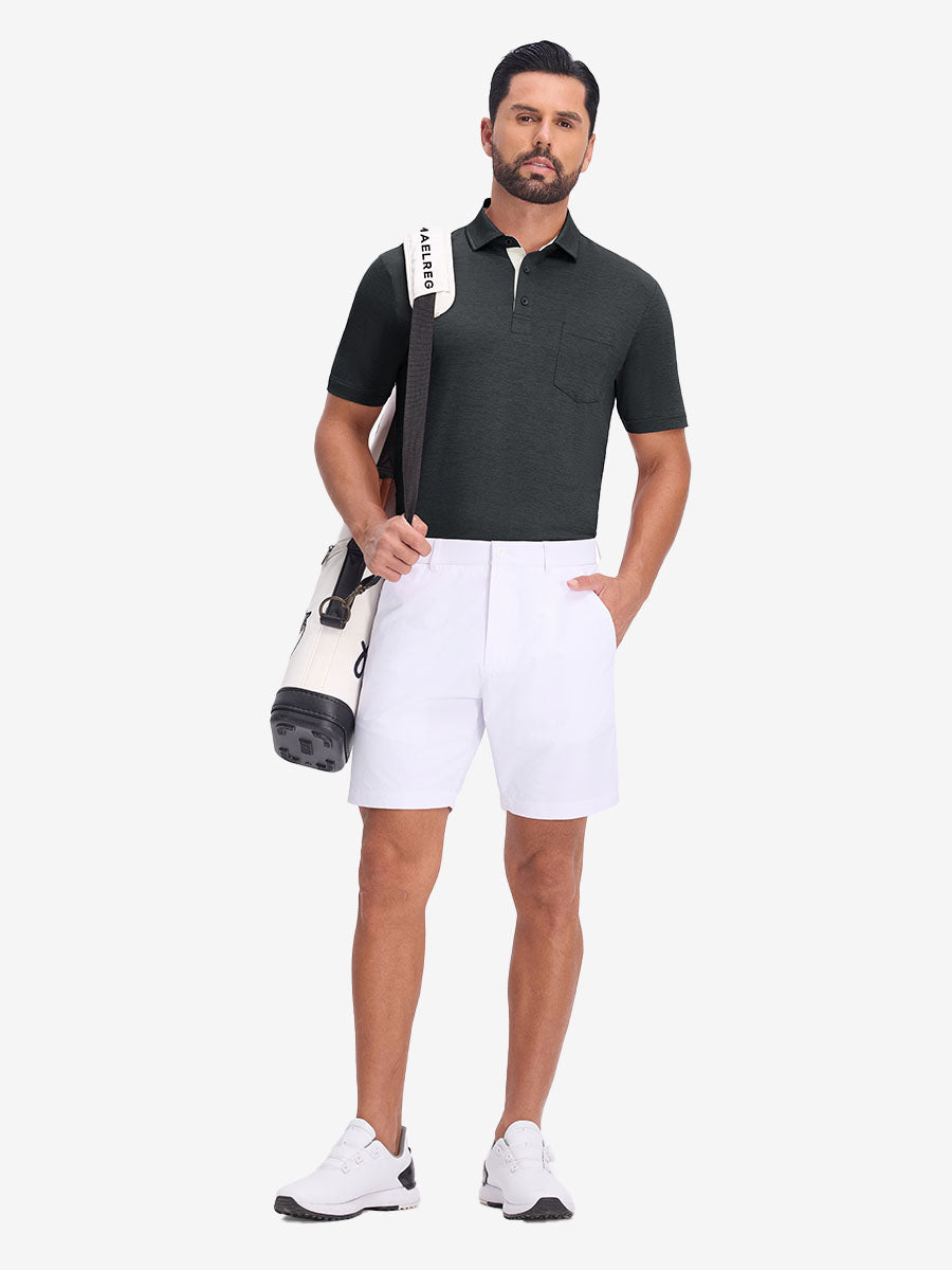 Performance Heather Contrast Collar Polo Shirts