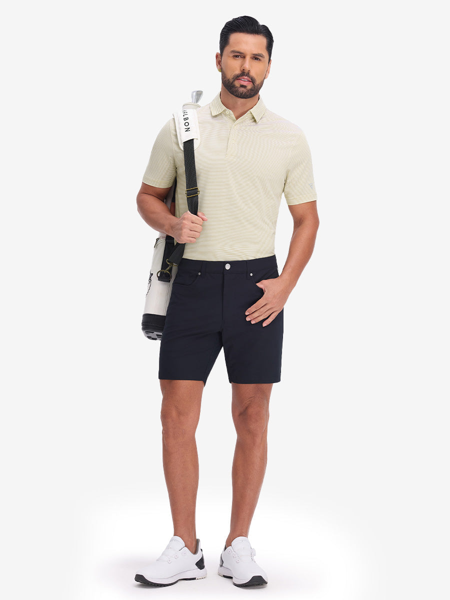 Comfy Breathable Pin-Stripe Texture Golf Polos
