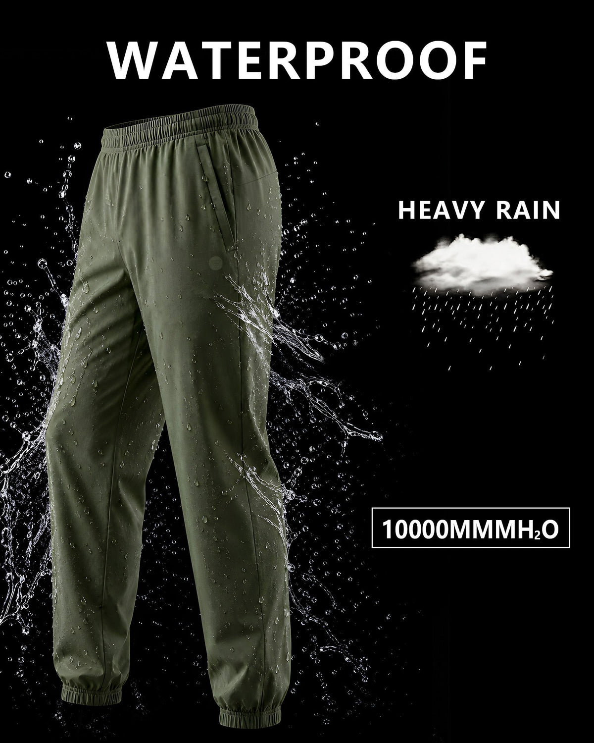 Lightweight Waterproof Rain Pants with Zipper Pockets