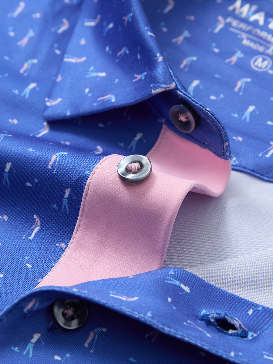 4 Way Stretch Print Collared Polo Shirts