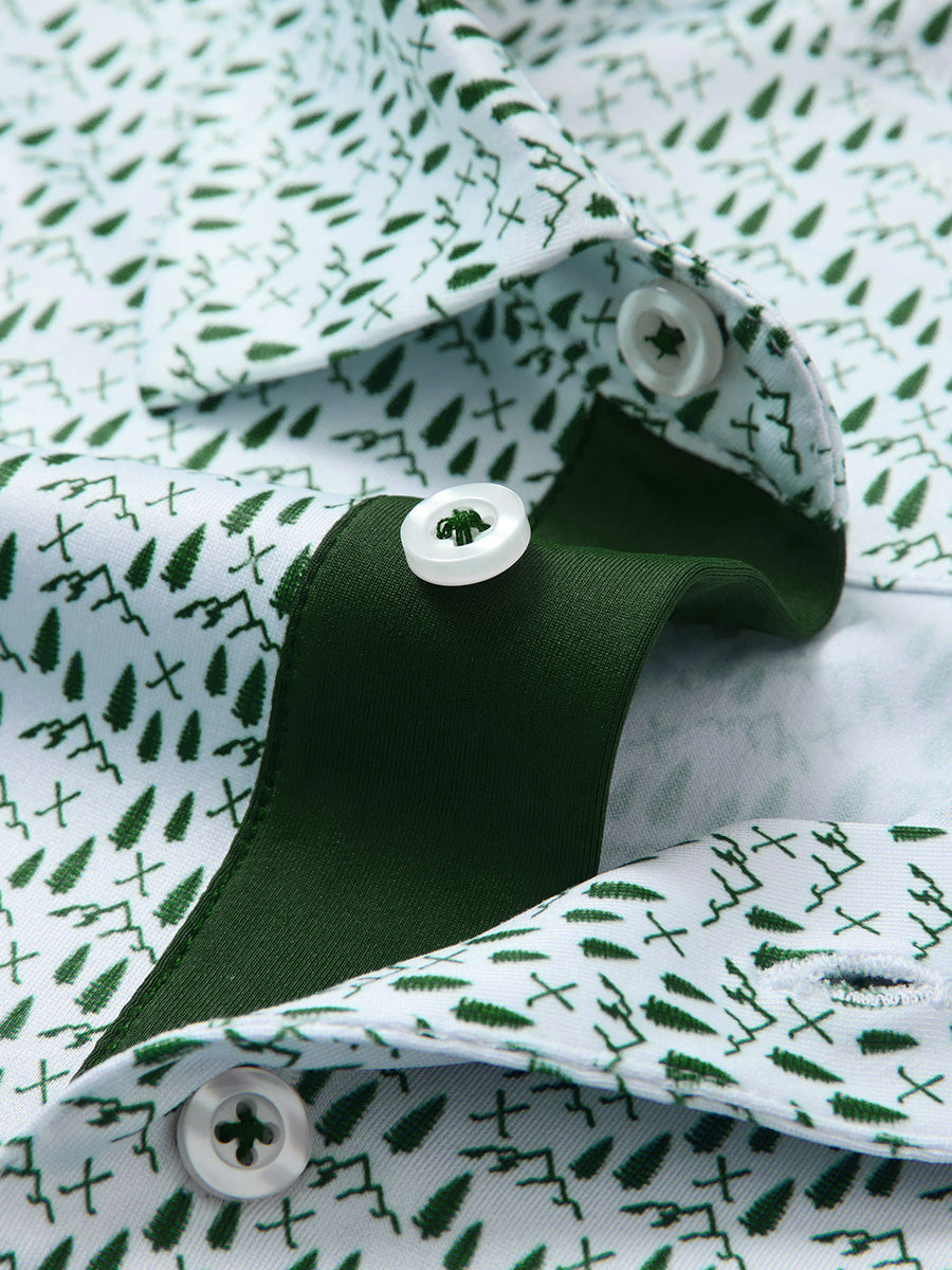 4 Way Stretch Print Collared Polo Shirts