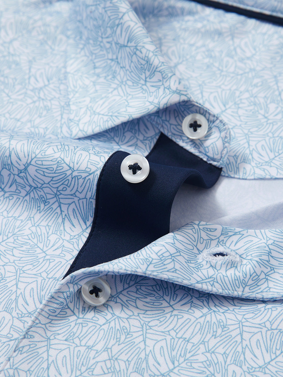 4 Way Stretch Print Collared Polo Shirts