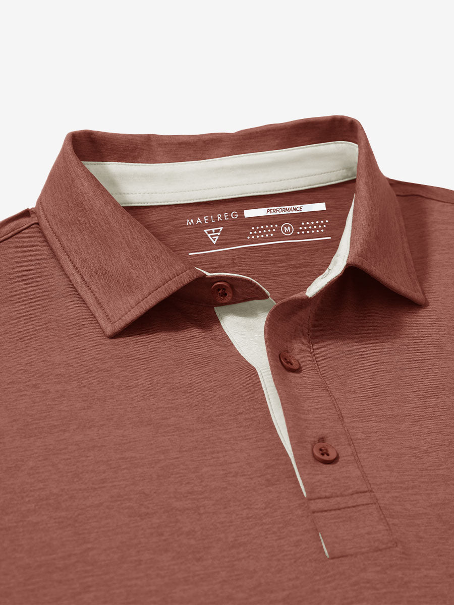 Performance Heather Contrast Collar Polo Shirts