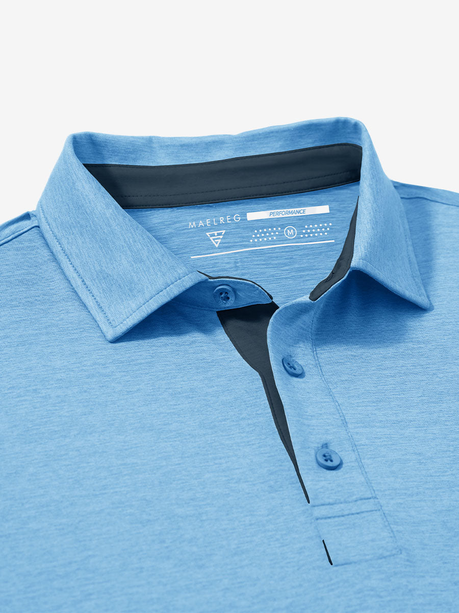 Performance Heather Contrast Collar Polo Shirts
