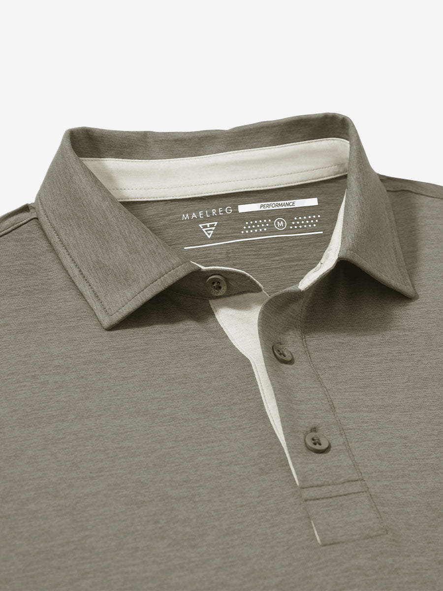 Performance Heather Contrast Collar Polo Shirts