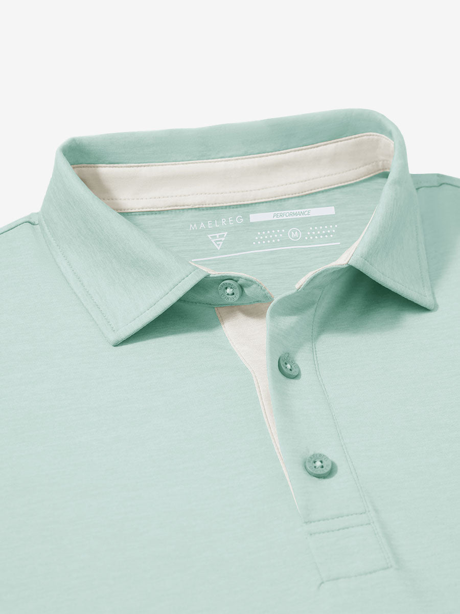 Performance Heather Contrast Collar Polo Shirts
