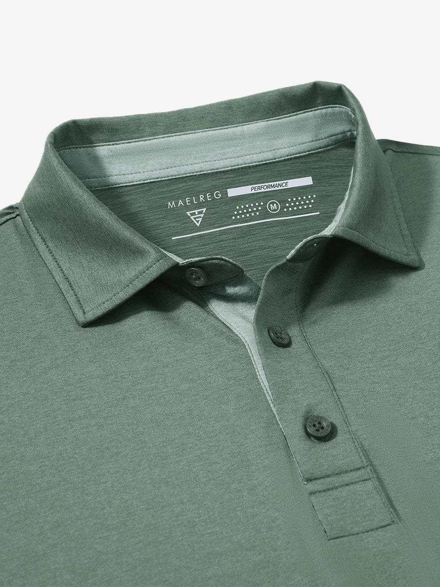 Performance Heather Contrast Collar Polo Shirts