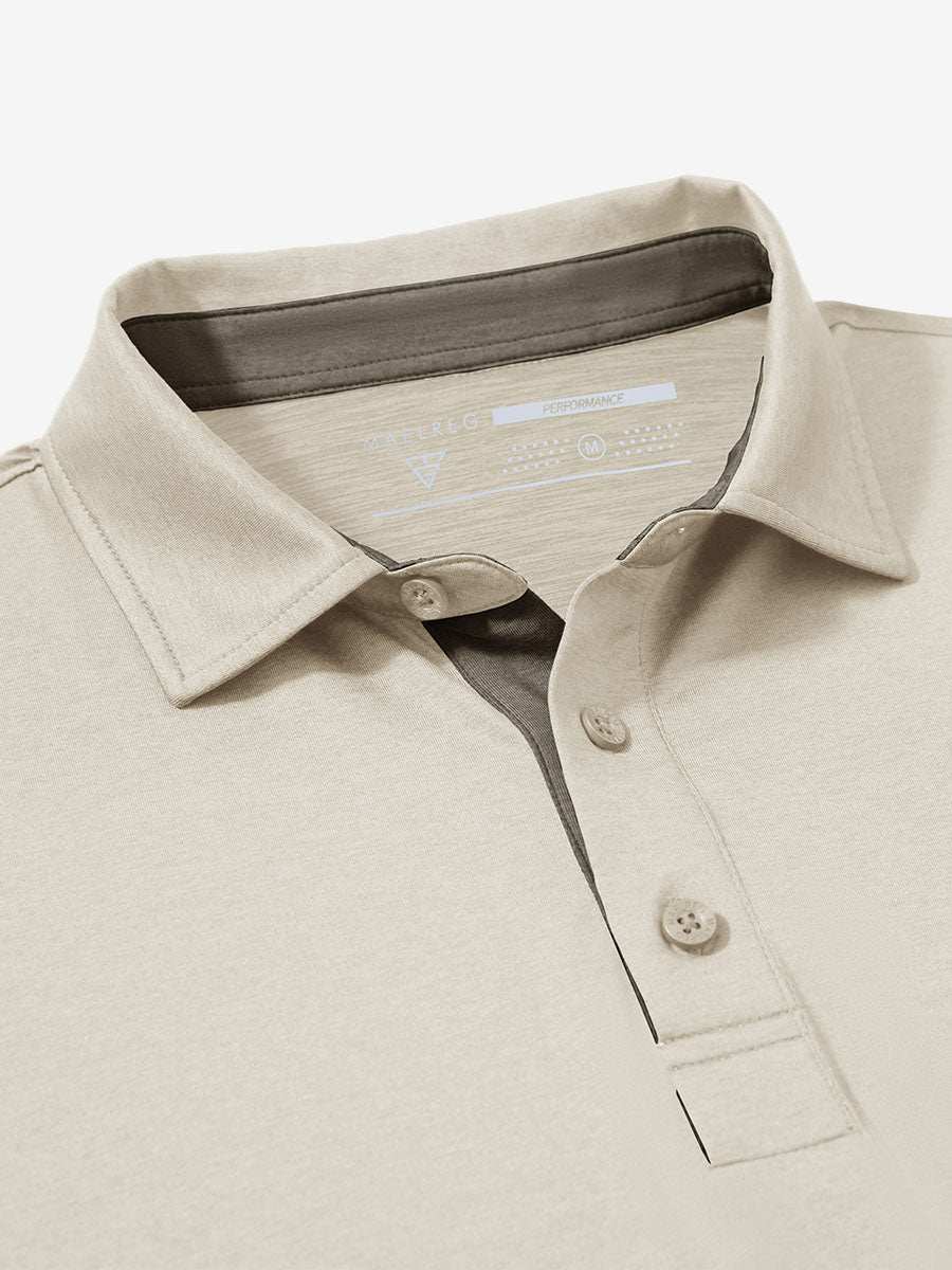 Performance Heather Contrast Collar Polo Shirts