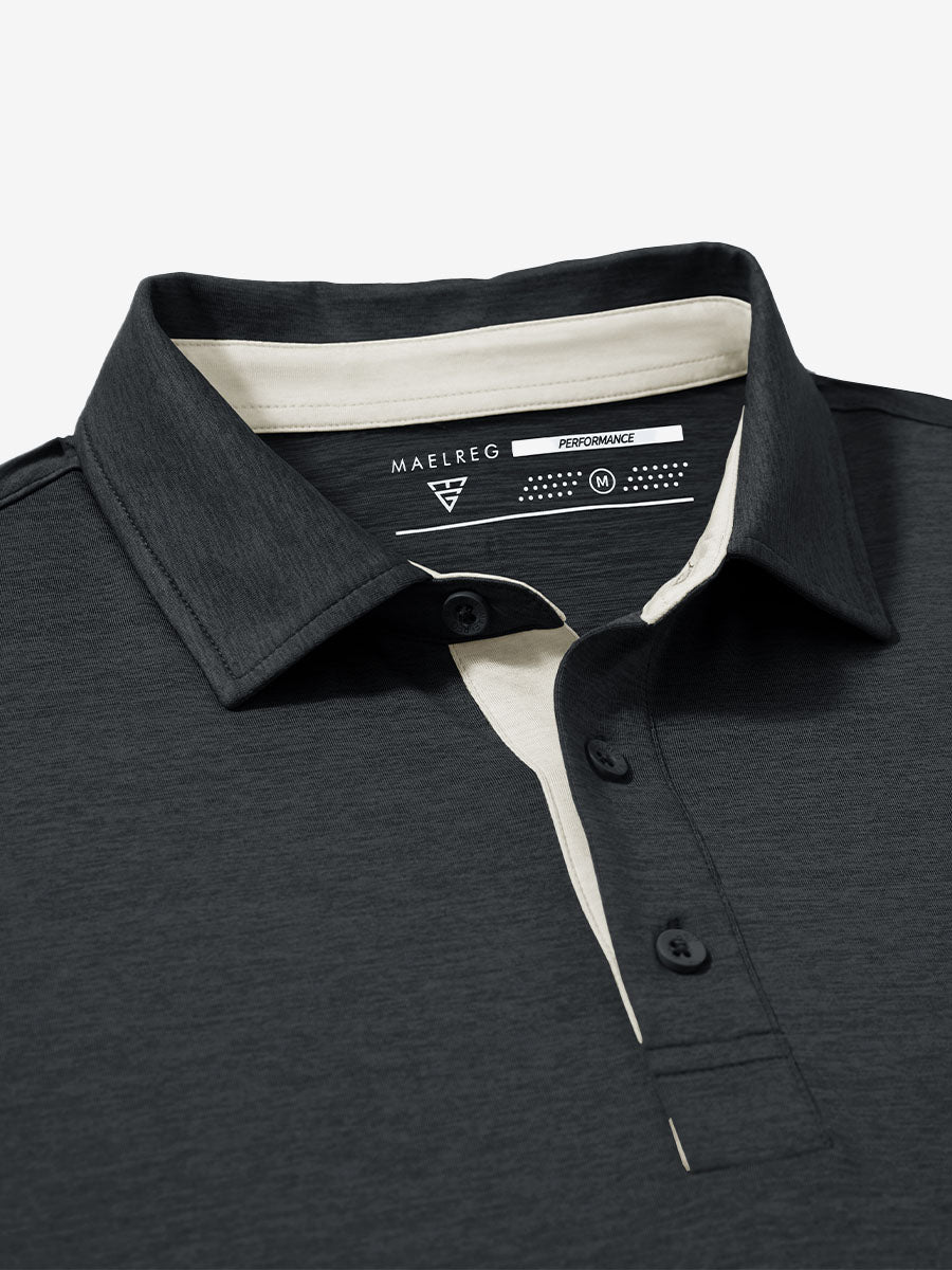 Performance Heather Contrast Collar Polo Shirts