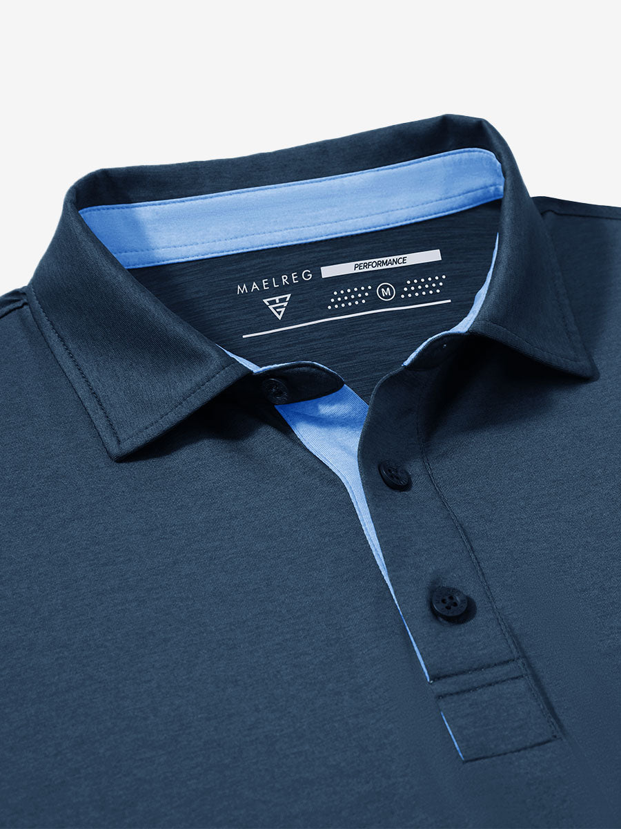 Performance Heather Contrast Collar Polo Shirts