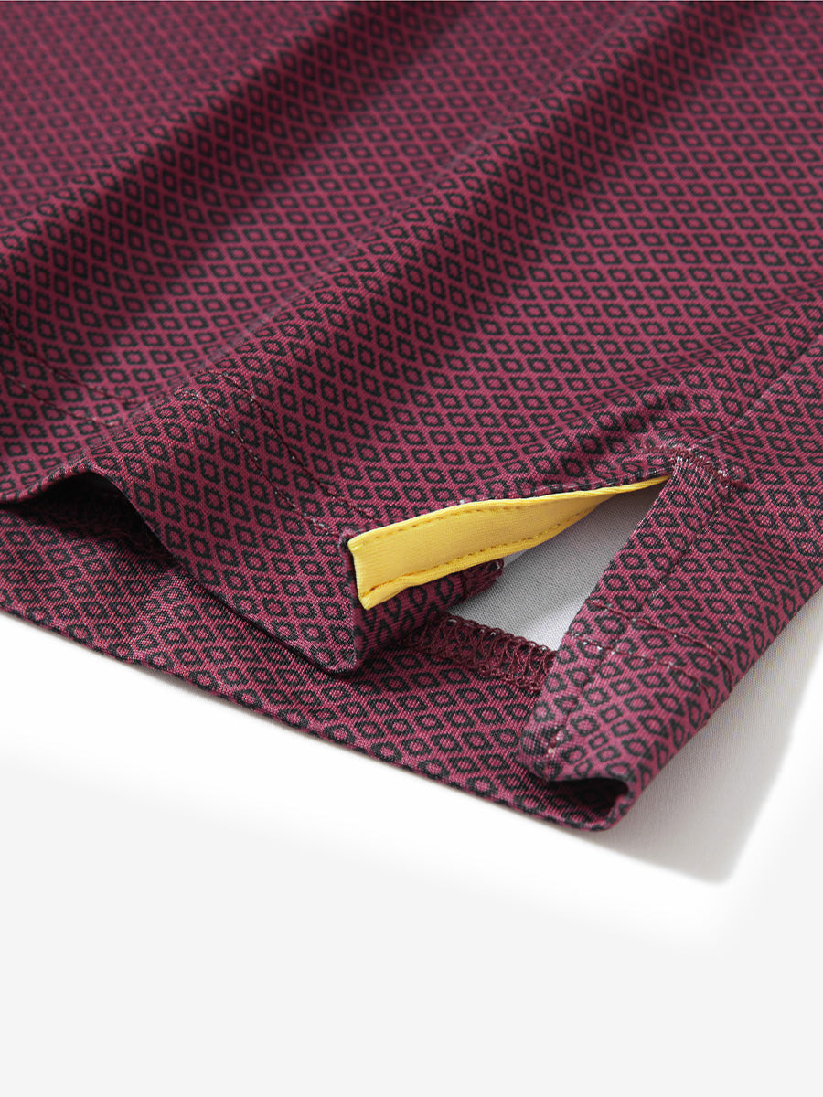 4 Way Stretch Print Collared Polo Shirts