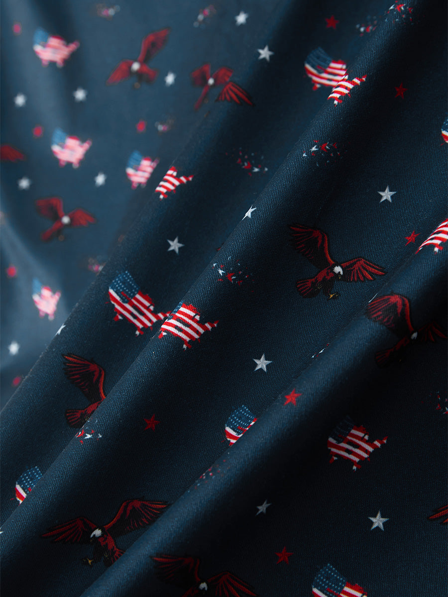 4 Way Stretch Print Collared Polo Shirts