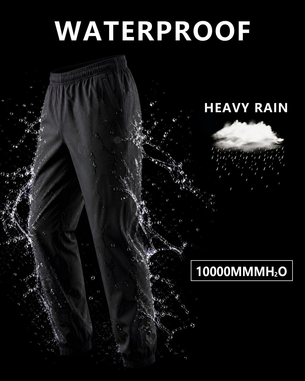 Lightweight Waterproof Rain Pants with Zipper Pockets