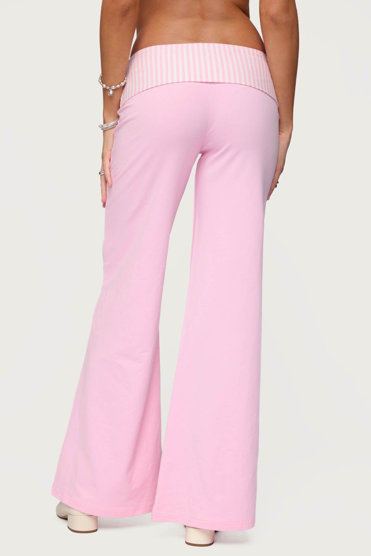 Meshey Striped Foldover Pants
