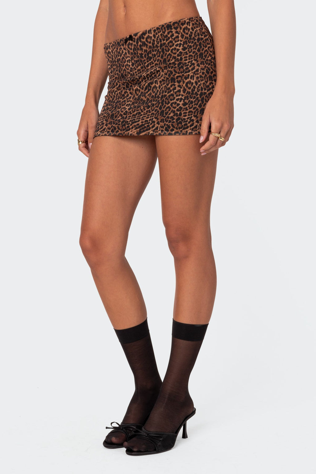Edin Leopard Print Mesh Mini Skirt