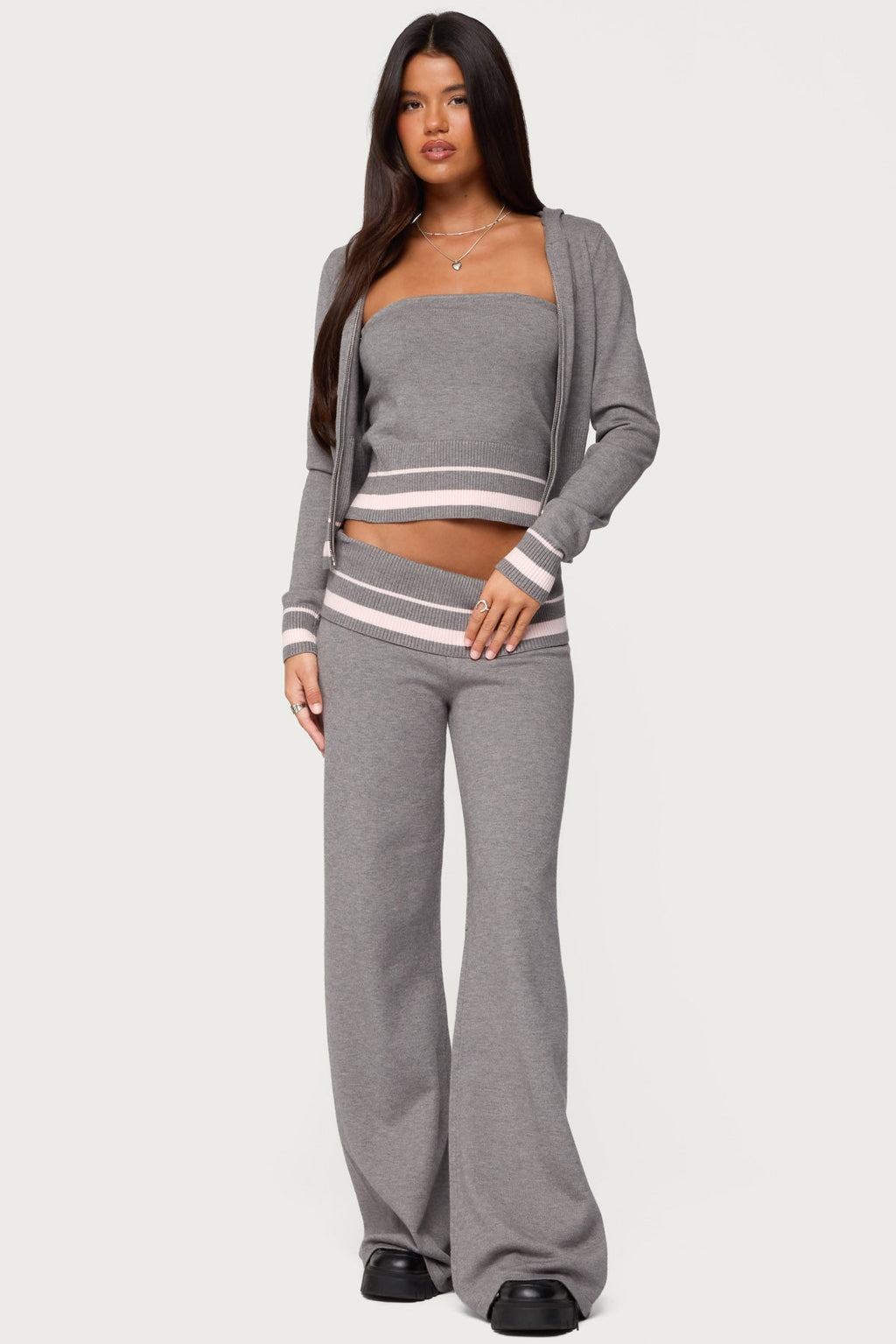 Kaliya Stripey Foldover Knit Pants