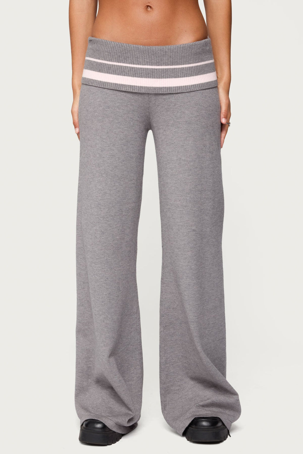 Kaliya Stripey Foldover Knit Pants