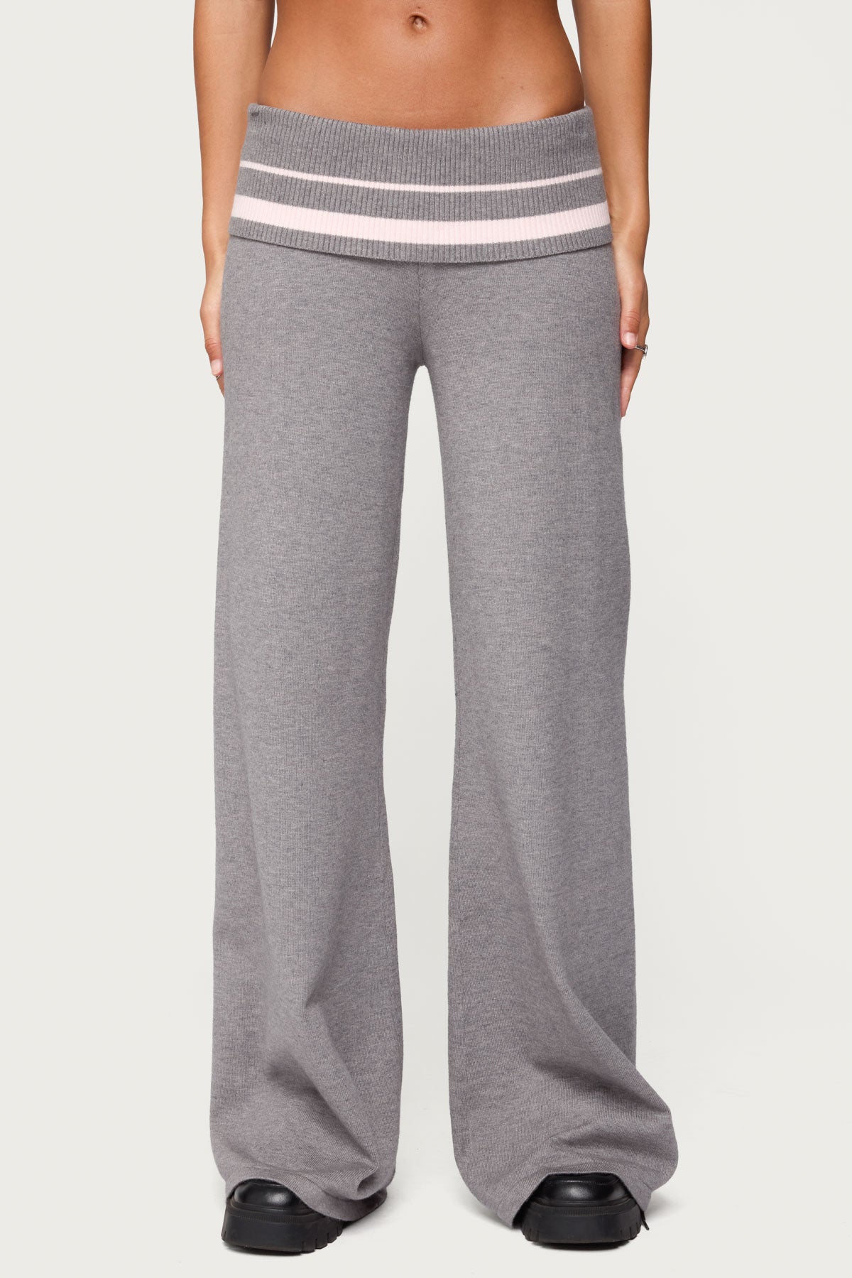 Kaliya Stripey Foldover Knit Pants