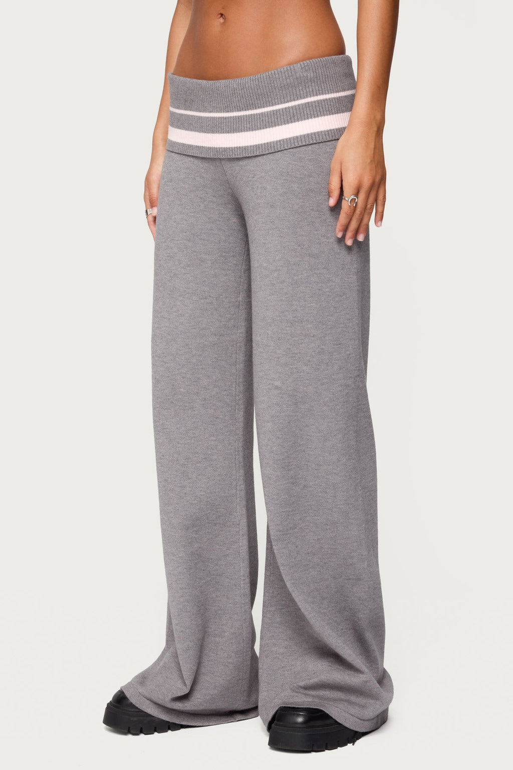 Kaliya Stripey Foldover Knit Pants