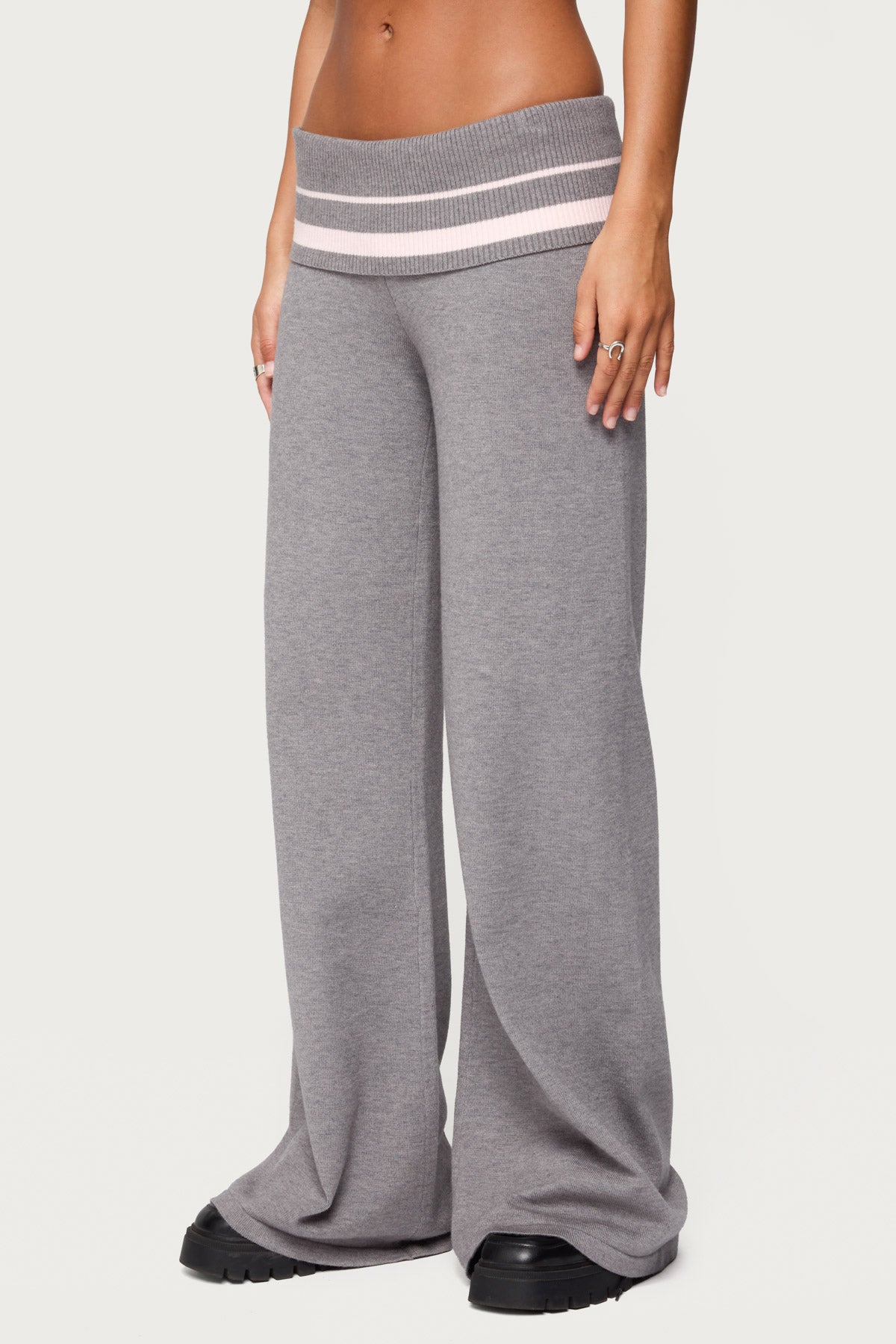 Kaliya Stripey Foldover Knit Pants