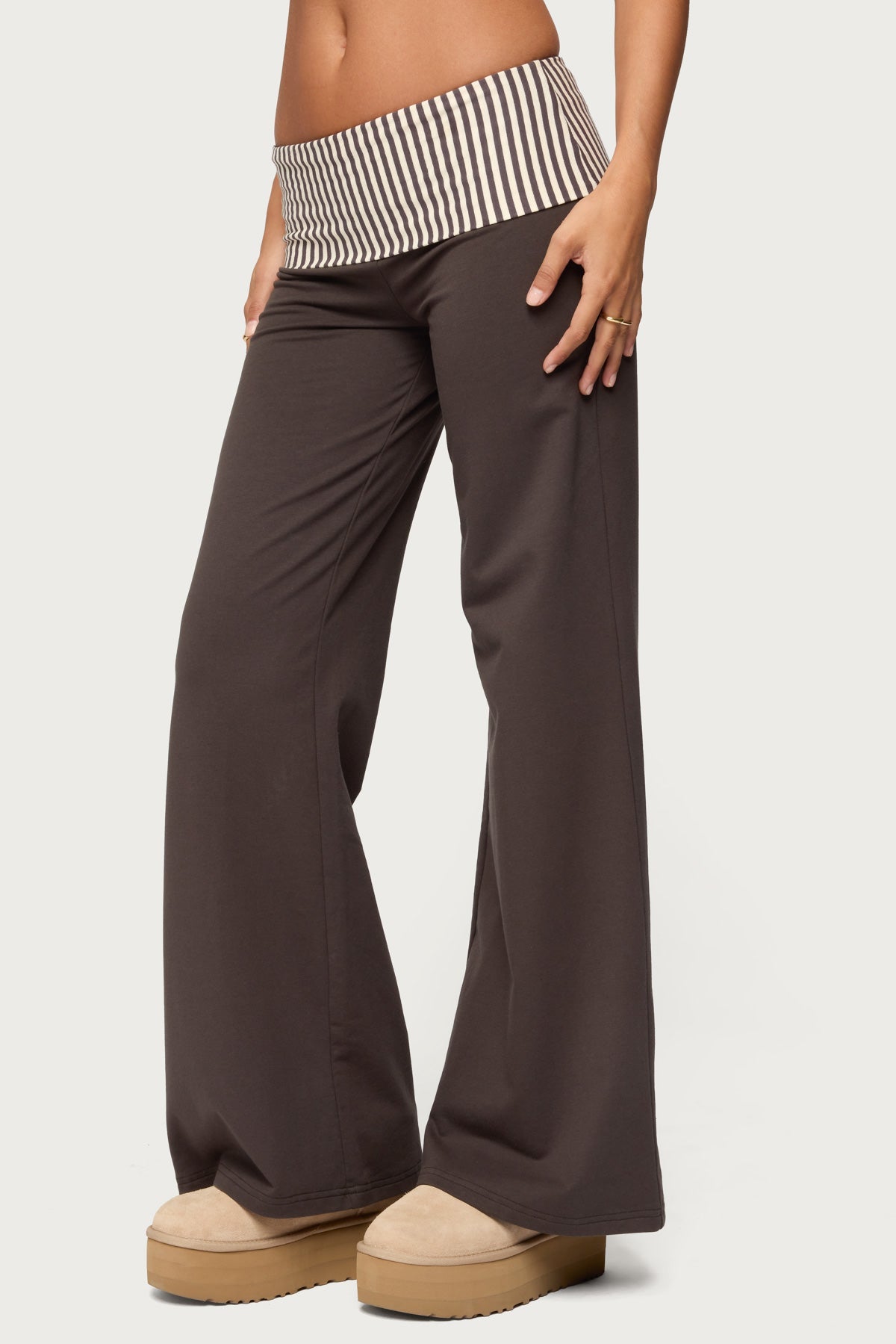 Meshey Striped Foldover Pants