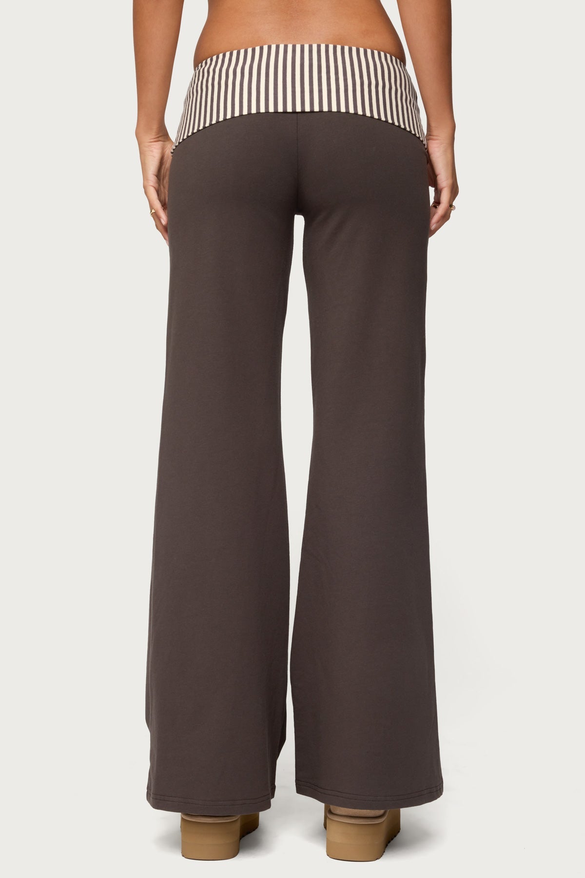 Meshey Striped Foldover Pants