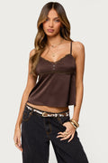 Blanca Satin Effect Lace Trim Tank Top