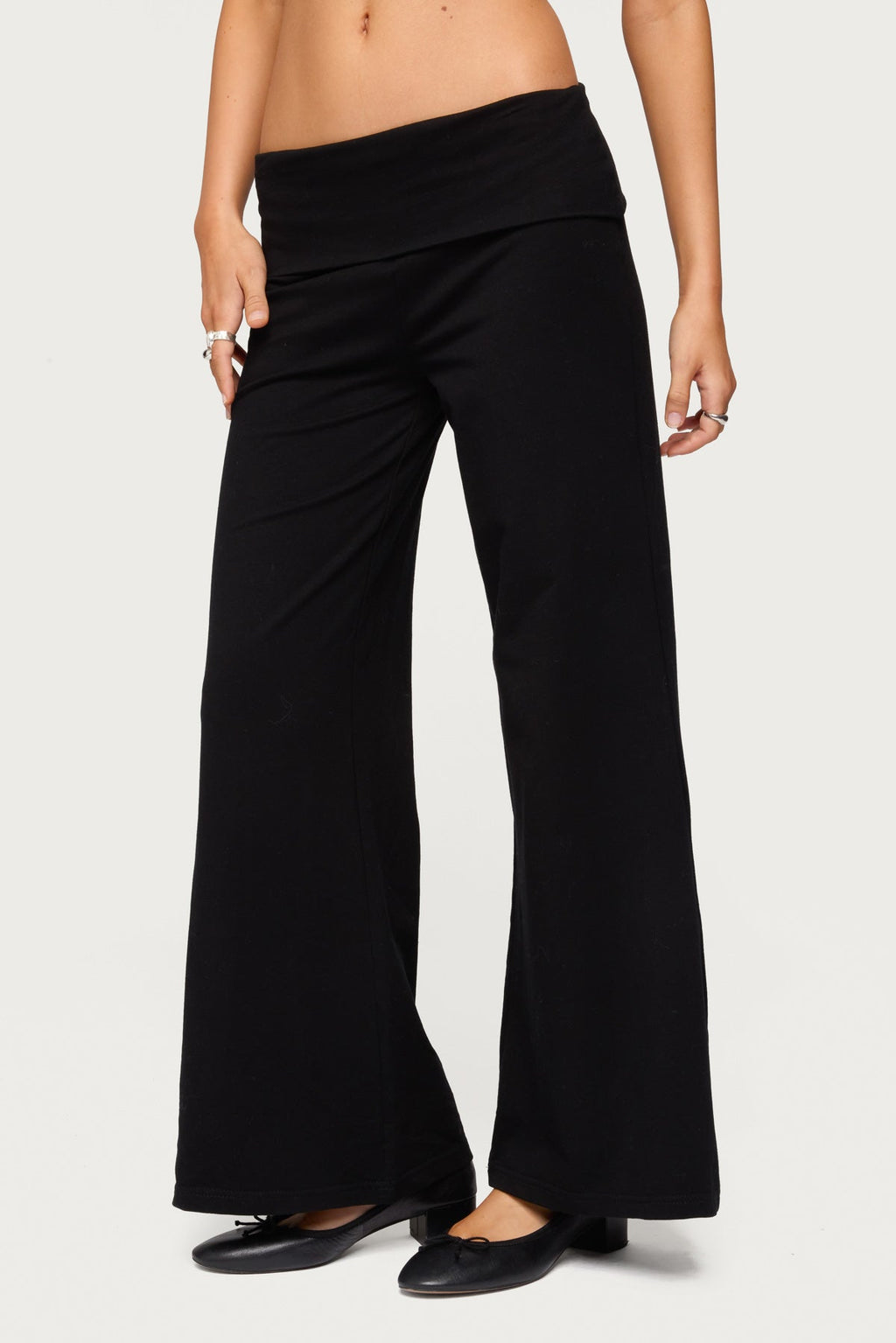 Petite Wide Leg Fold Over Pants