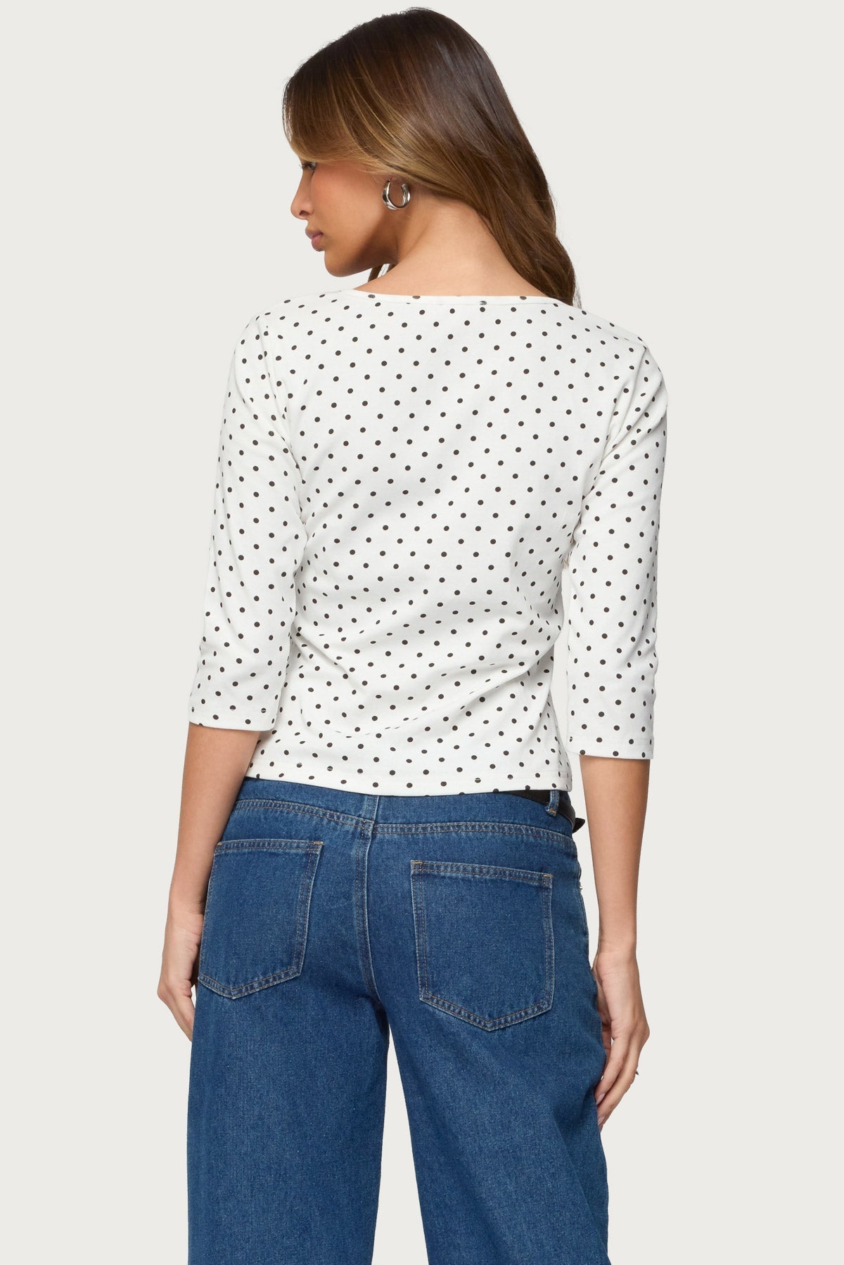 Lela Polka Dot Three-Quarter Sleeve Top