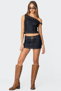 Keira Buckled Denim Mini Skirt