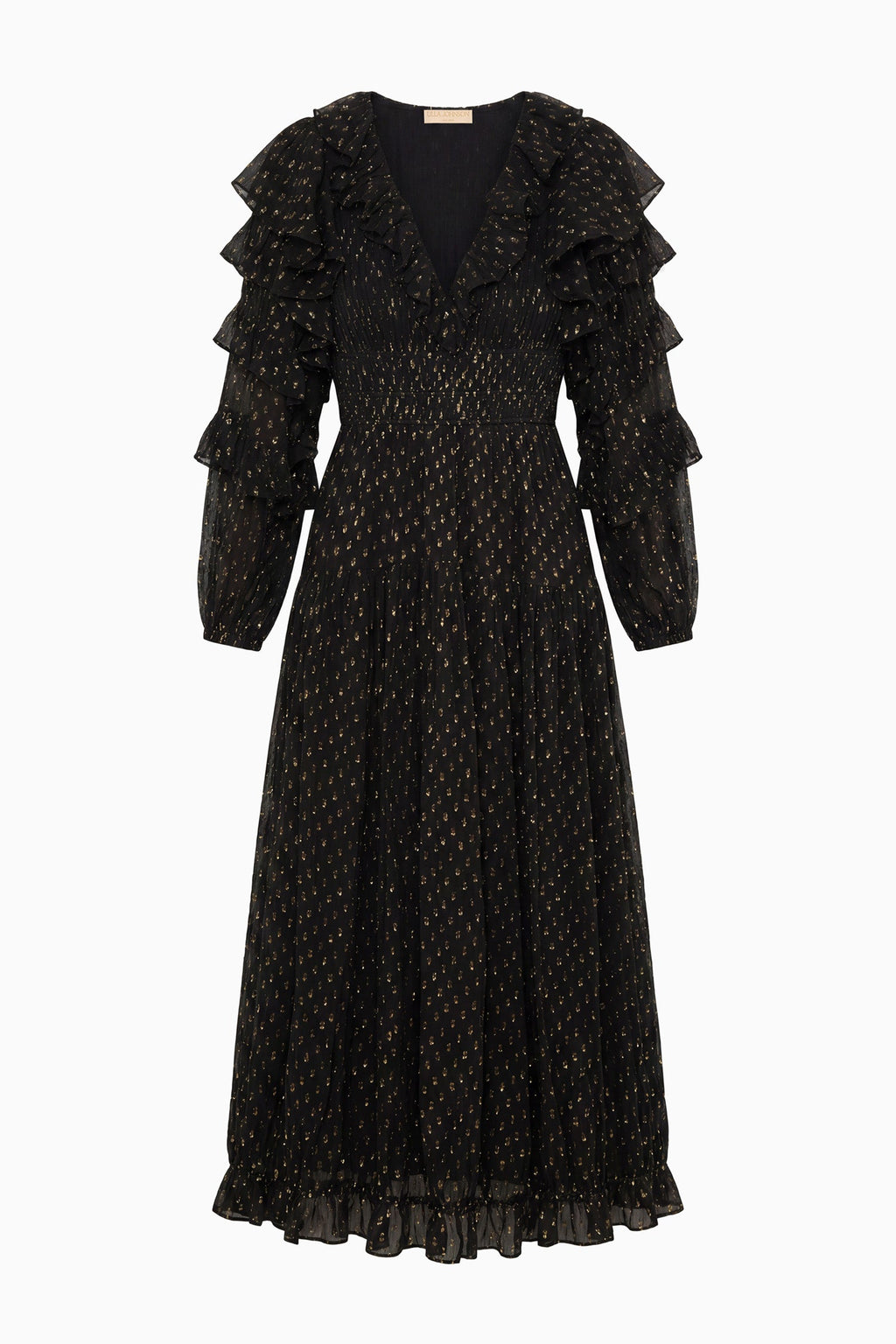 Ardis Long Sleeve Silk Dress - Noir