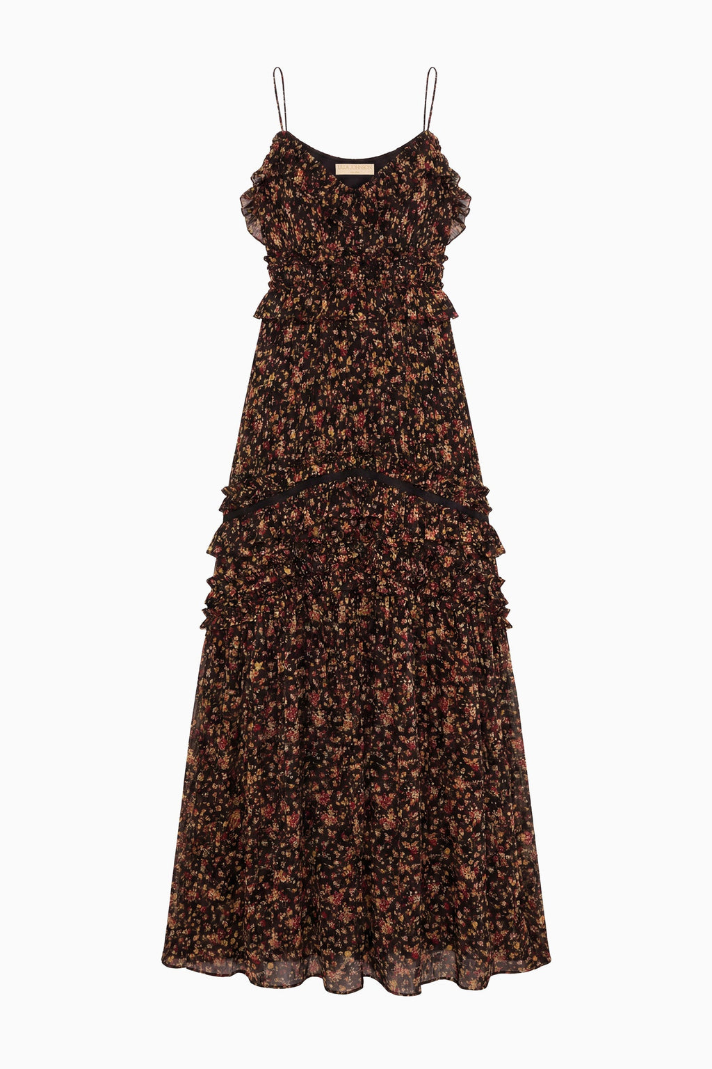 Dorothea Sleeveless Silk Gown - Noir Mille Fleur