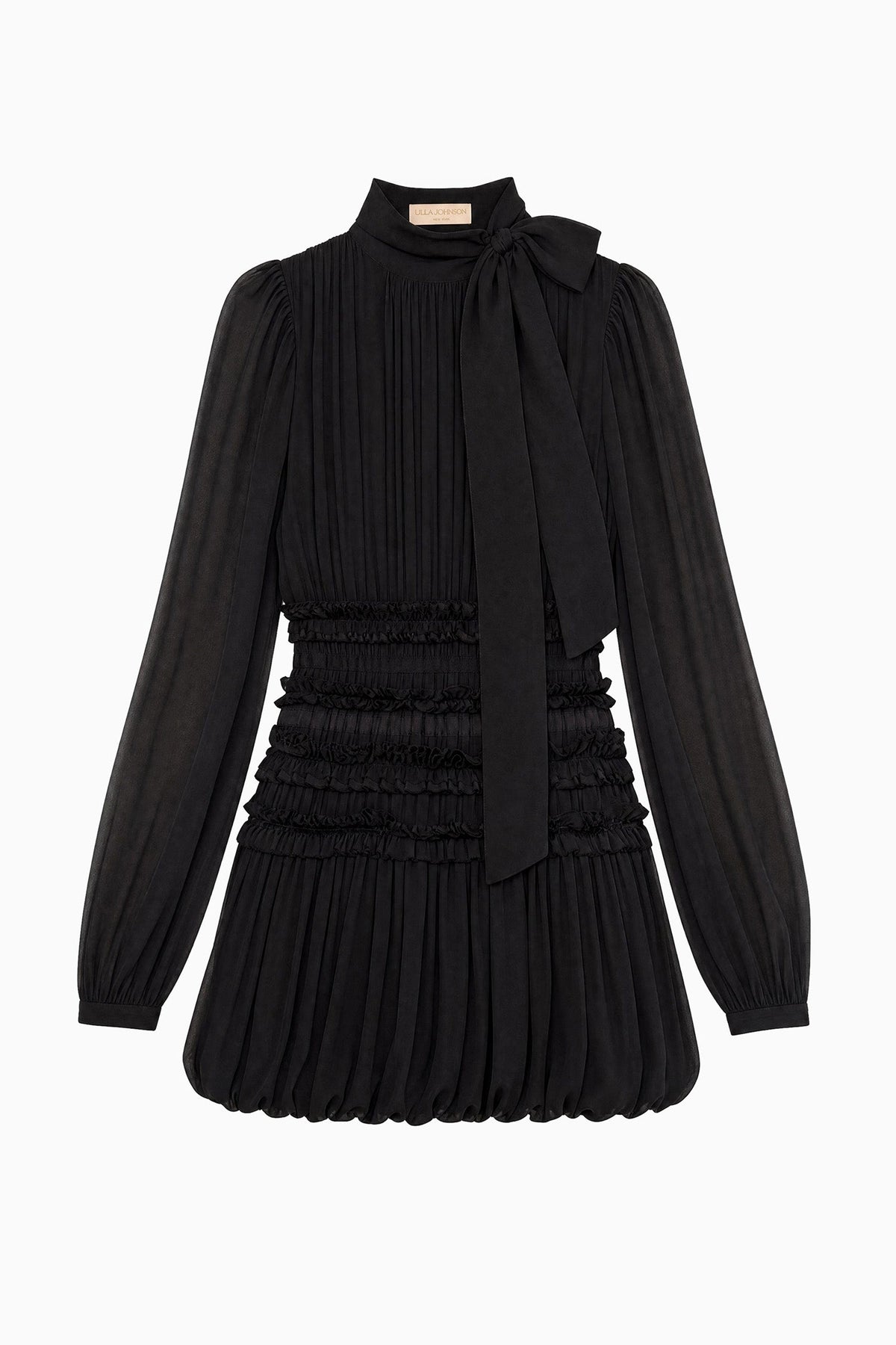 Celestine Long Sleeve Silk Dress - Noir