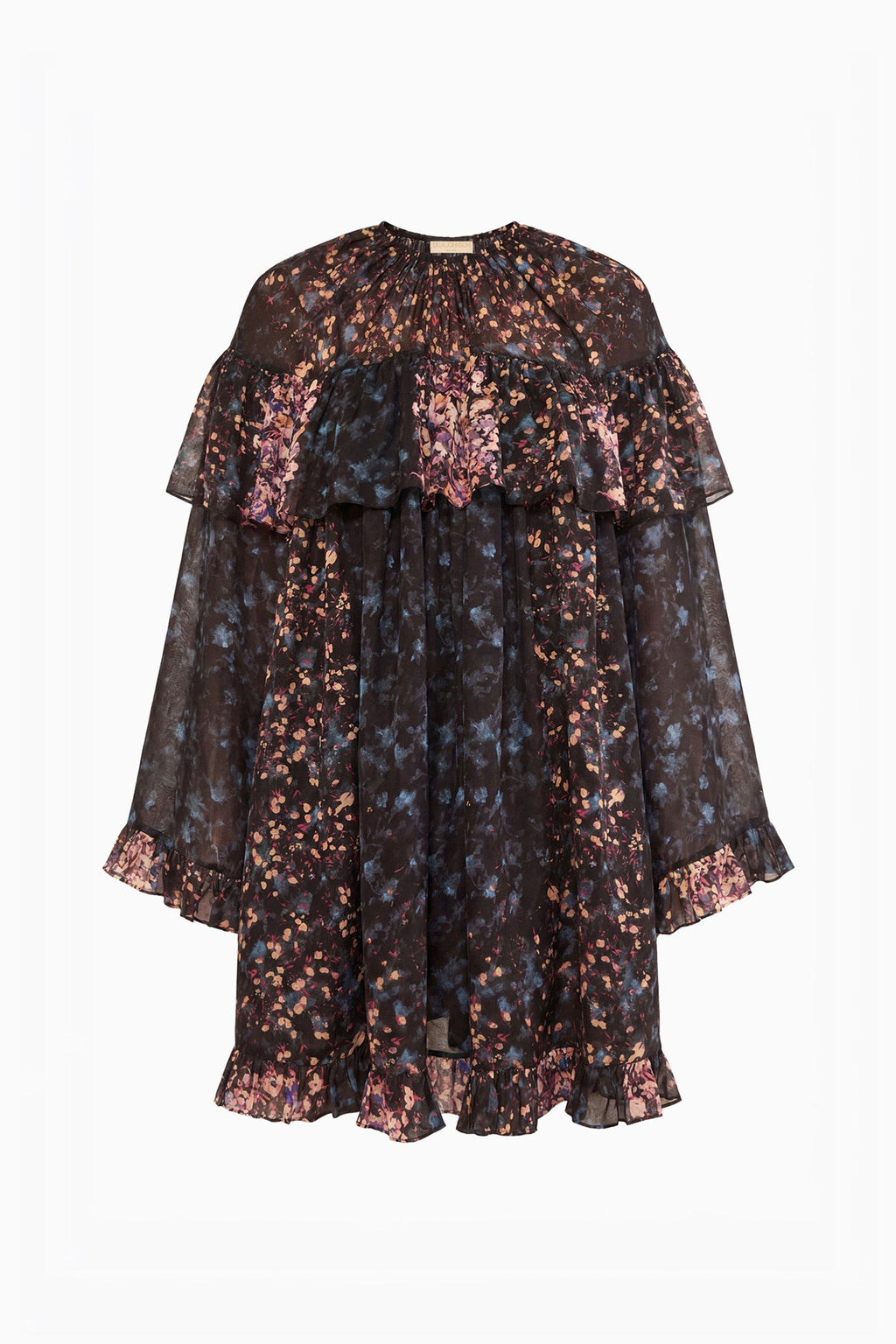 Lune Long Sleeve Silk Mini Dress - Eclipse
