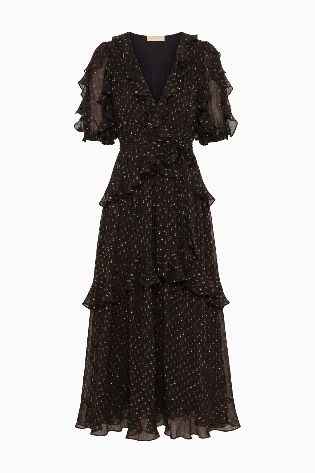 Tida Short Sleeve Silk Dress - Noir