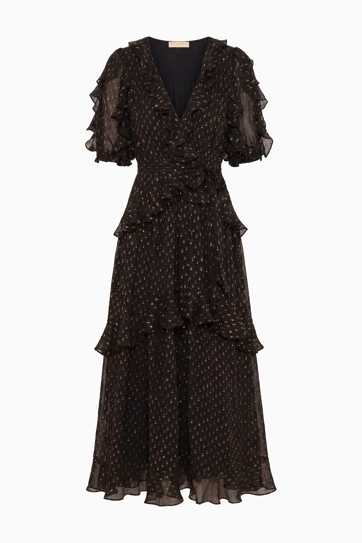 Tida Short Sleeve Silk Dress - Noir