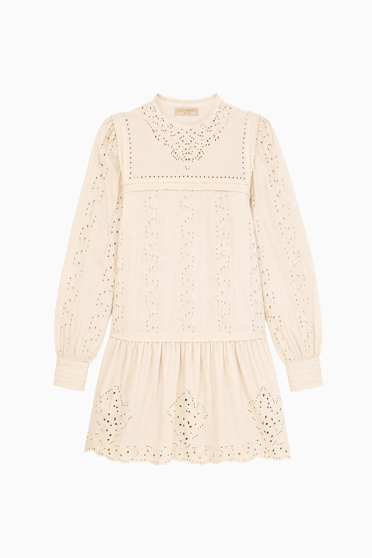 Keira Long Sleeve Cotton Mini Dress - Pearled Ivory