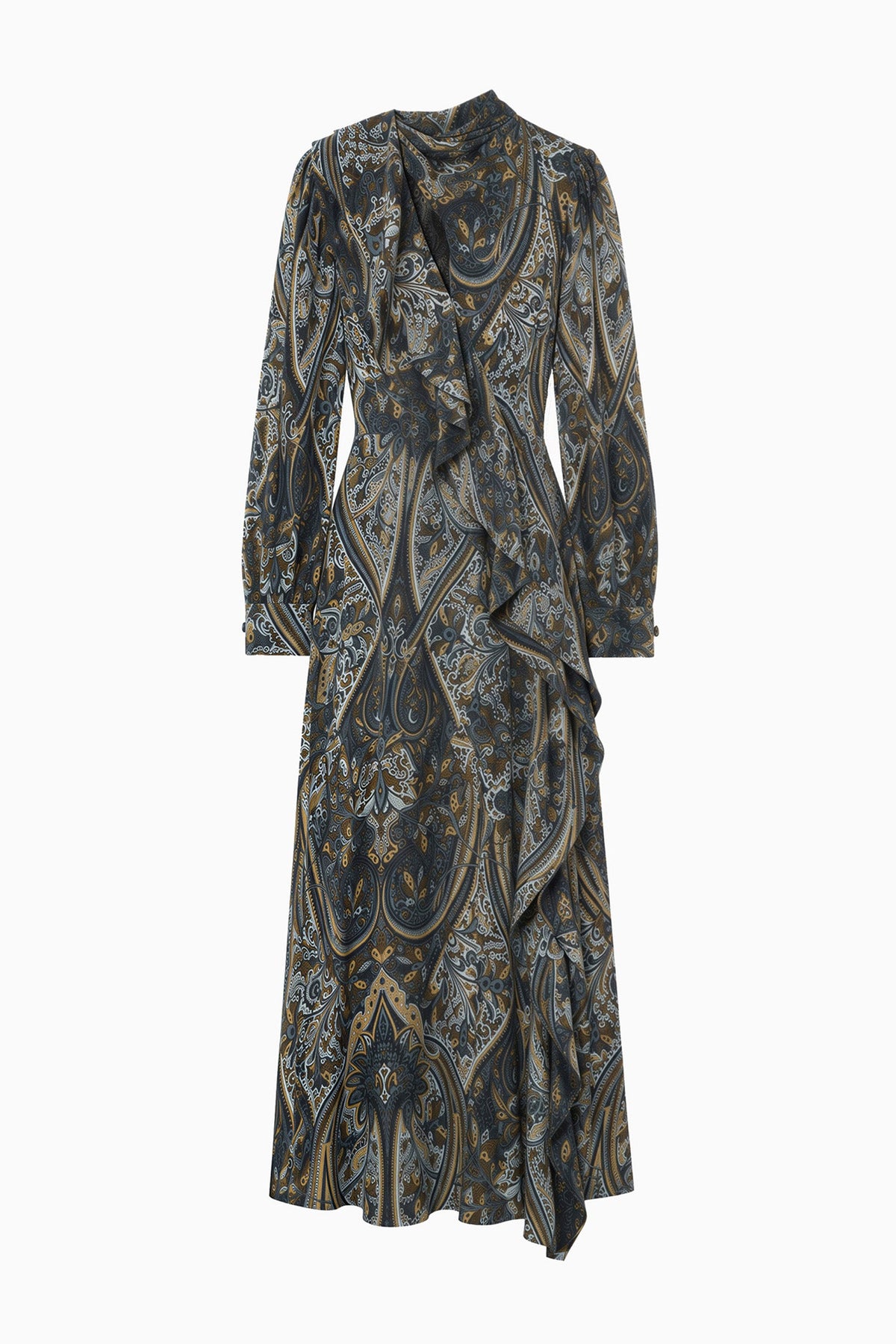 Sabrina Long Sleeve Silk Dress - Prussian